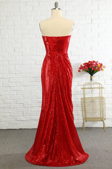 Fourreau Sweetheart Red Sequins Robe de bal avec paillettes